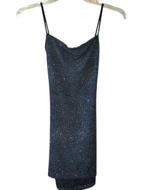 slim fit dress slacks Blue Sequin & Lace Mini Dress main image 1